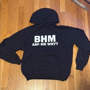 Hanes Black Hoodie BHM Ask Me Why Print medium EUC